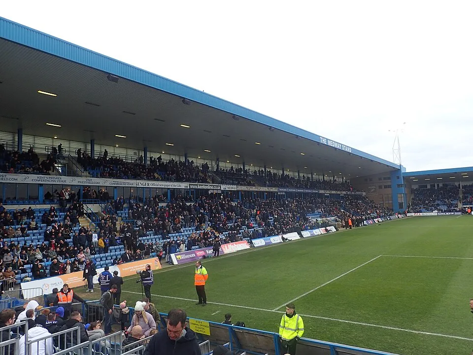 The Medway Stand at Priestfield Stadium, Gillingham. The ground's conference suite hosts the second round of Local Plan hearings from 17 November.