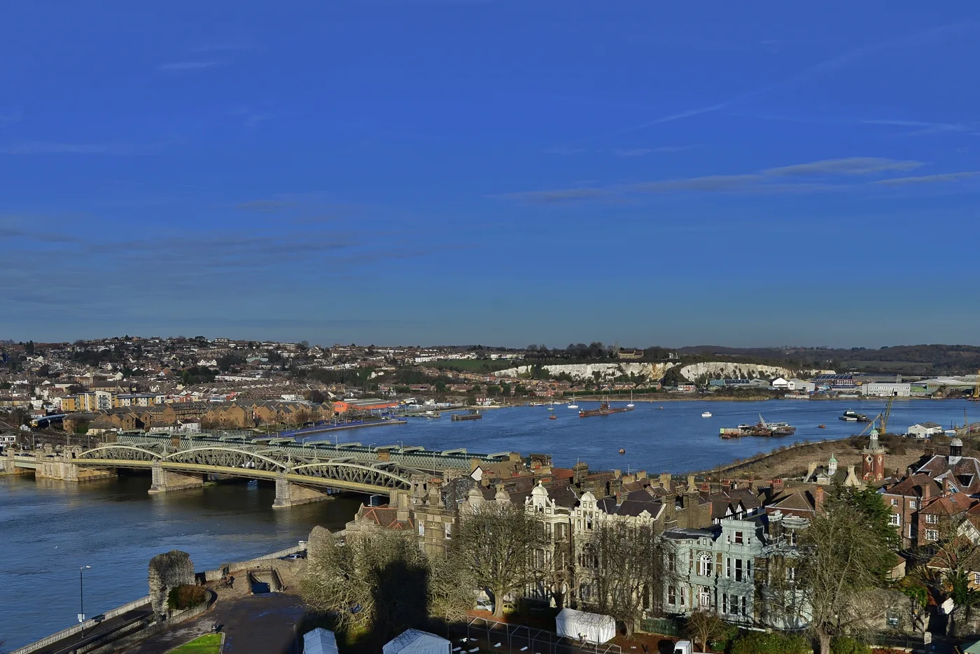 Rochester bridge and the Strood bank, seen from Rochester Castle. Medway Council, which runs both sides of the river, is abolished on 1 April 2028