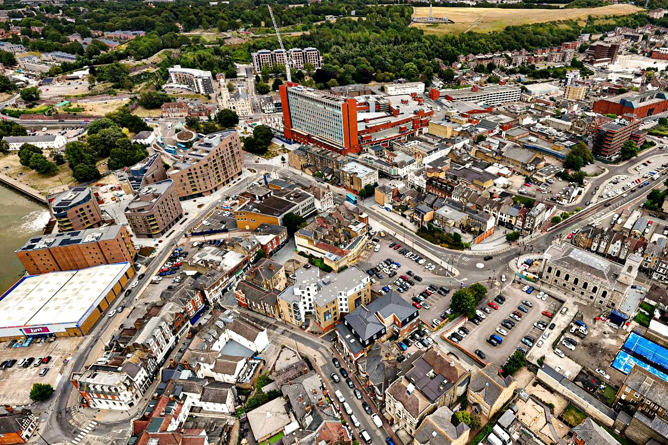 Chatham town centre and the High Street from the air. Super Saturday runs at the Pentagon on 29 August, the last event where children can vote in person