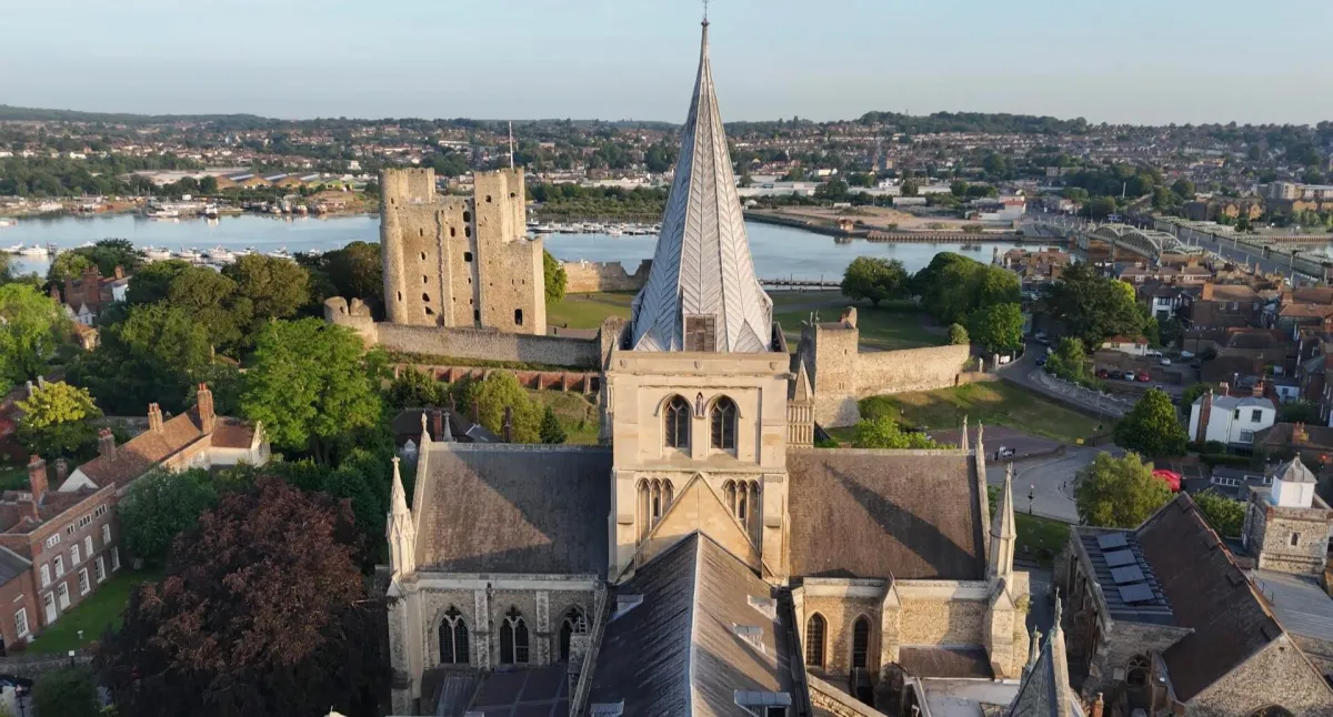 Rochester Castle and Cathedral from the air